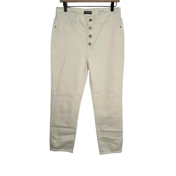 DL1961 Mara Ankle Straight High Rise Instasculpt Jeans Sandshell 30 Cream A - Picture 2 of 9